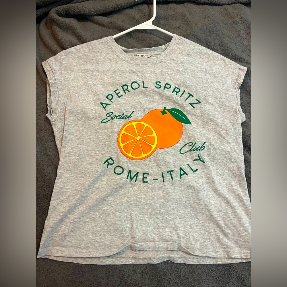 Green Envelope Gray Tee with Green Lettering